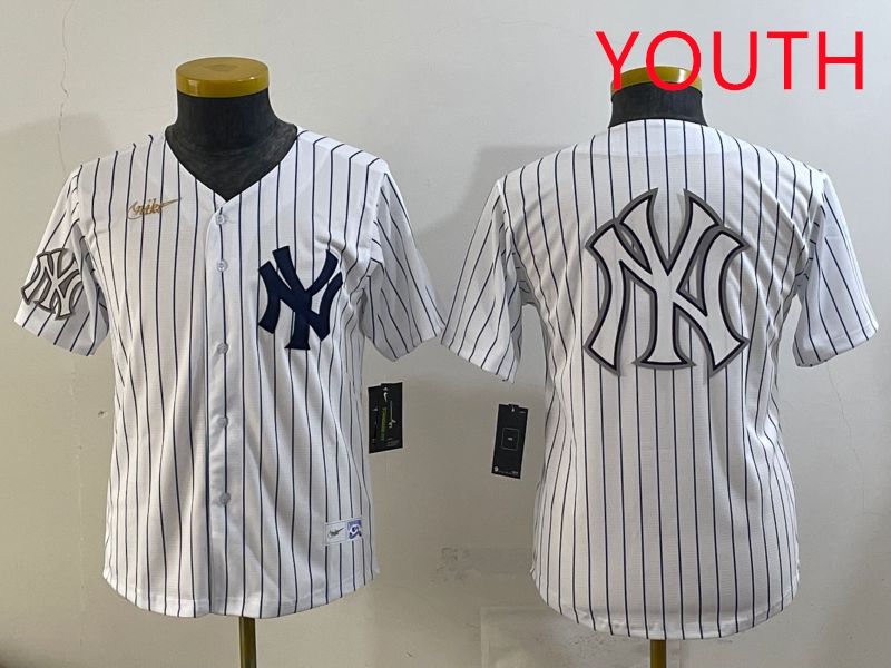 Youth 2025 New York Yankees Blank White Stripe Throwback Nike MLB Jersey style 19